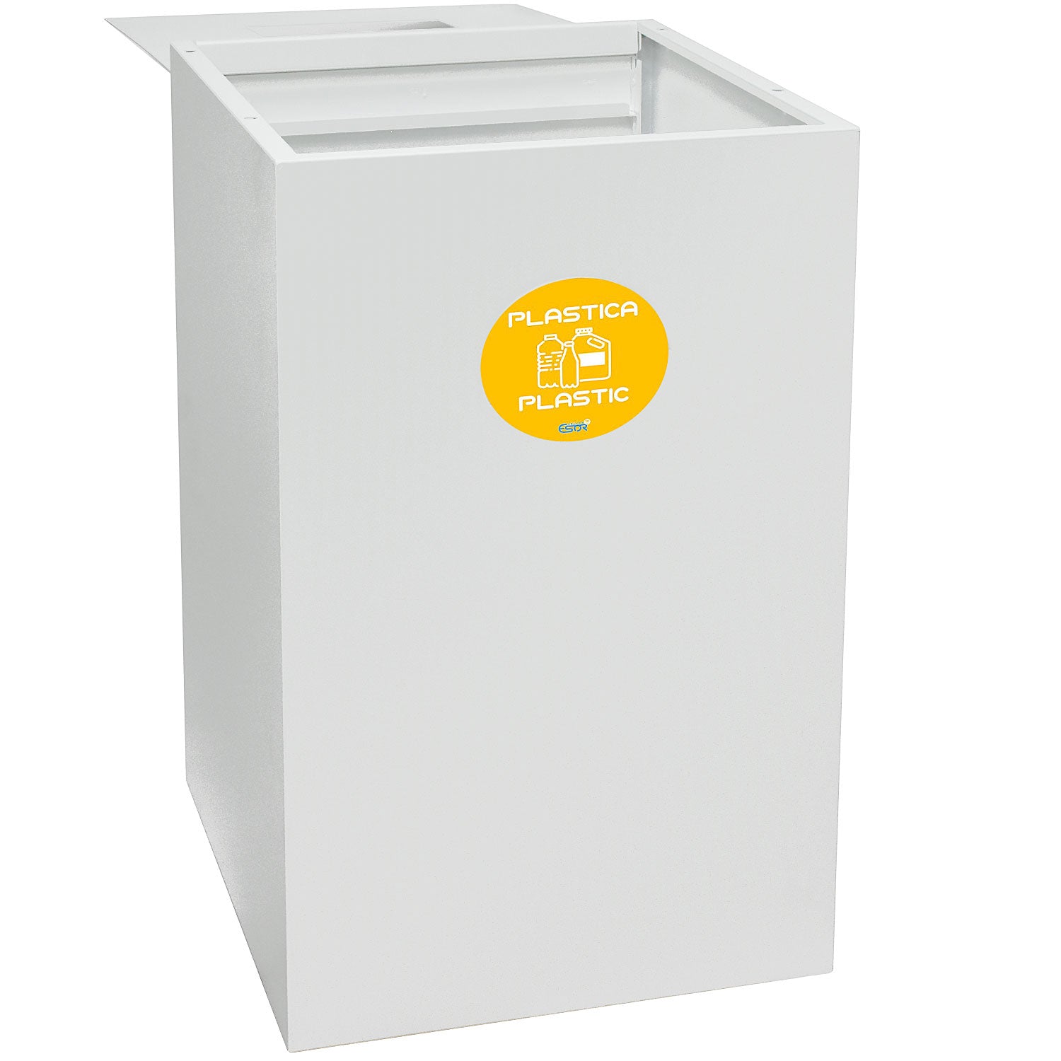 Contenitore per Raccolta Differenziata Capacità 100 L con Etichette 45x50x80 cm in Acciaio Verniciato Bianco