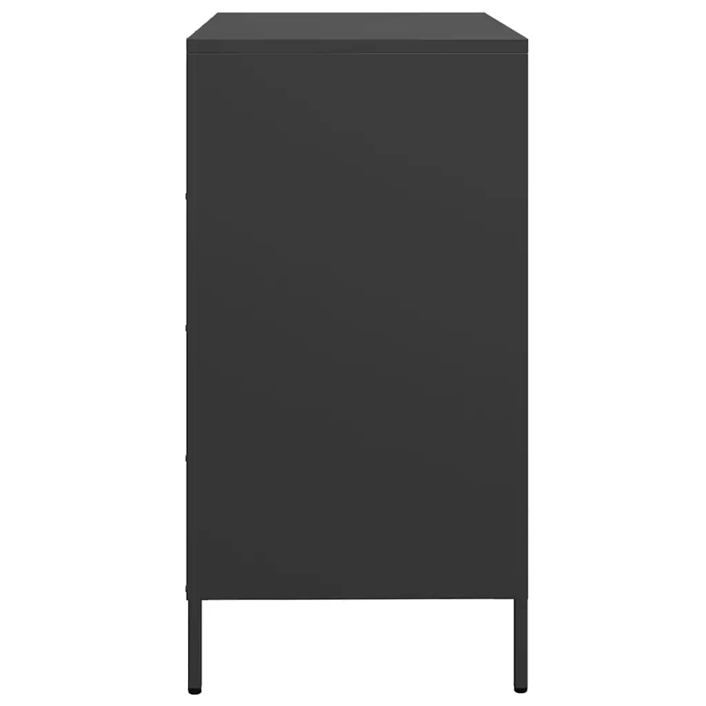 Credenza Nera 68x39x73,5 cm in Acciaio Laminato a Freddo