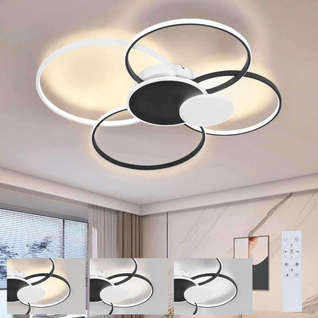 ZMH Lampada da soffitto plafoniera LED moderna design 6 anelli 72W per soggiorno camera letto