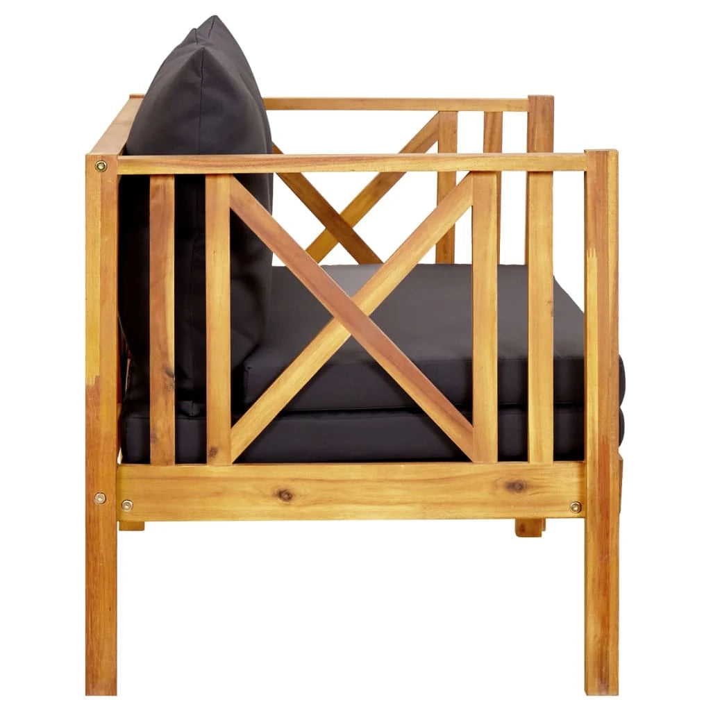 Panca da giardino mobili da giardino per esterni terrazza 2 posti e cuscini 122 x 66 x 68,5 cm legno massello di acacia 02_0011293