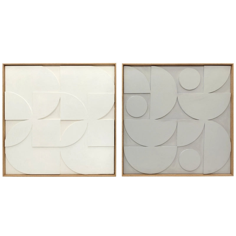 Decorazione murale 3D, set da 2, geometrica, moderna, ideale per soggiorno e corridoio, 80 x 3,5 x 80 cm, bianca.