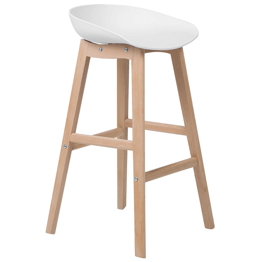 Set di 2 sgabelli da bar in legno chiaro e plastica bianca da 85 cm con sedile da bancone