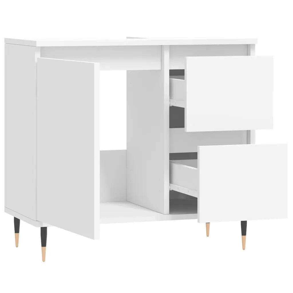 Armadietto da Bagno Bianco 65x33x60 cm in Legno Multistrato 831596