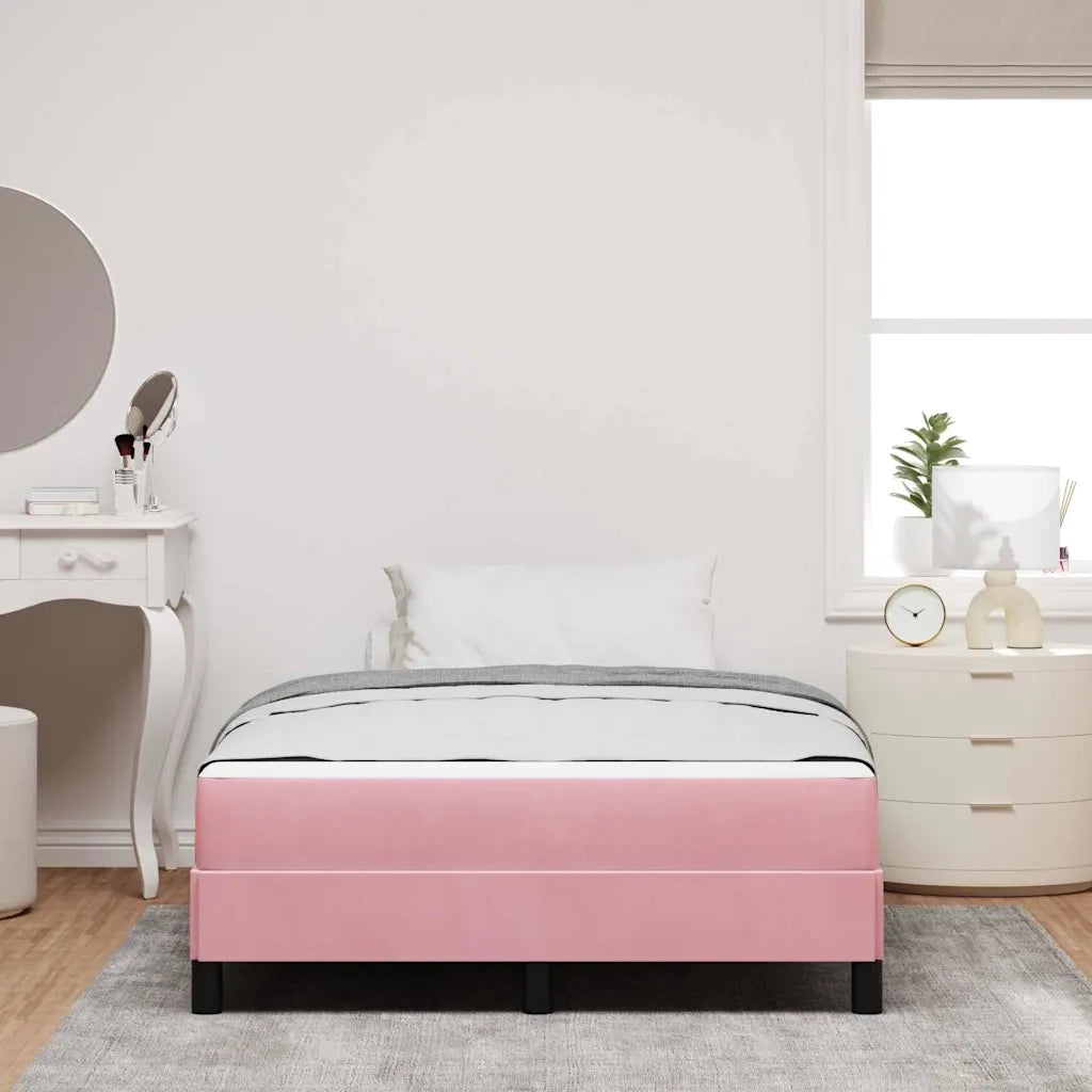 Letto a molle con materasso-Struttura Letto con Materasso Rosa 120 x 200 cm Tessuto