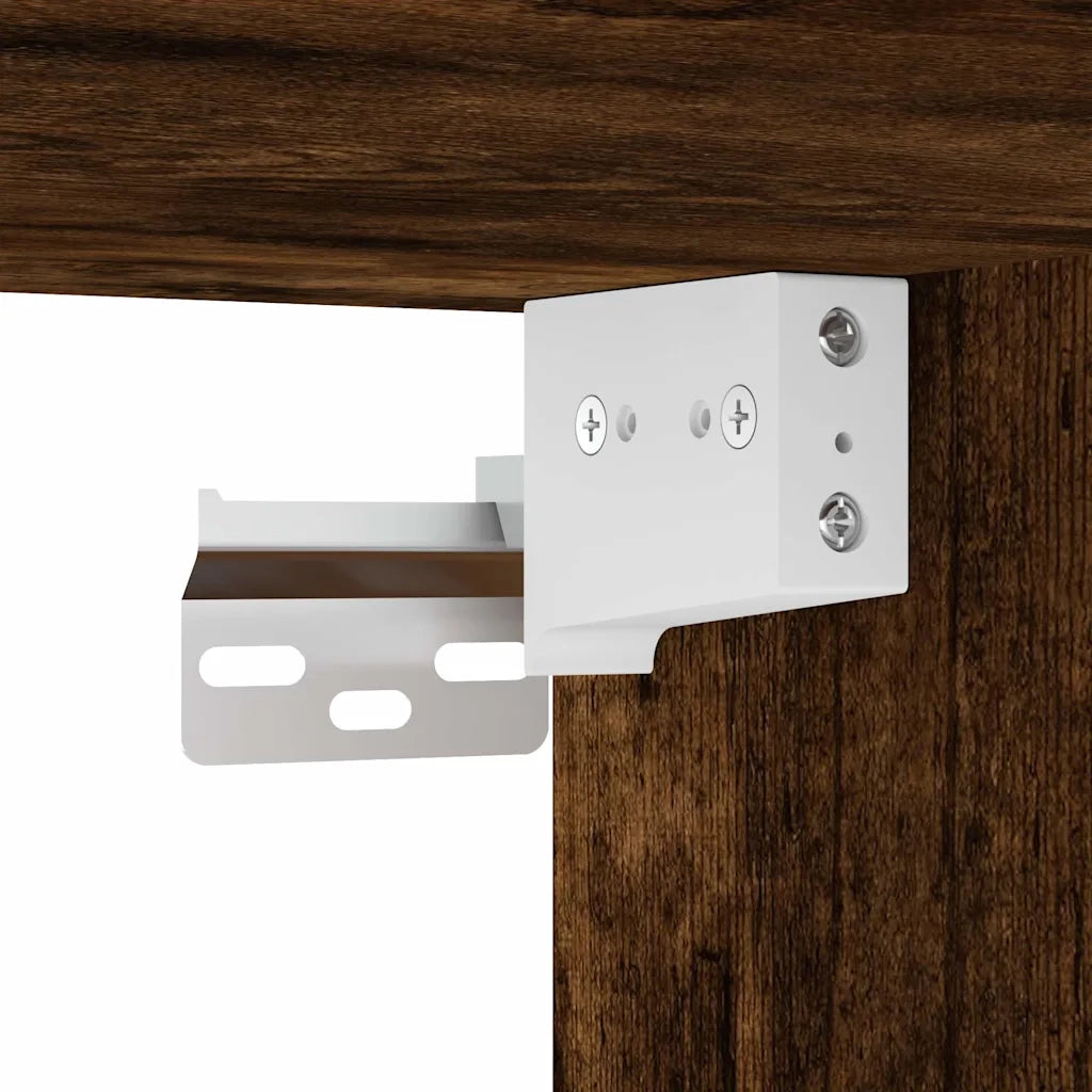 Set di 2 Comodini | Armadio da Notte | Mobiletto da notte a Muro Rovere Fumo 45x26x28,5 cm