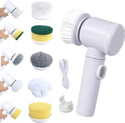 Piastra di pulizia elettrica - Spazzola rotante elettrica con 5 testine - Multifunzionale 5-in-1 - Aspirapolvere per pavimenti con manico - Bagno - Doccia - Cucina