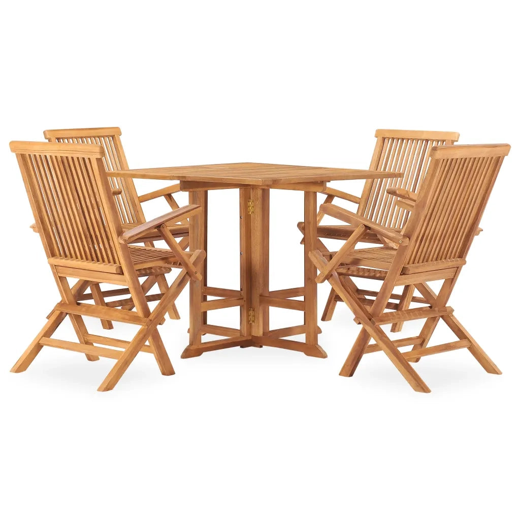 Set da Pranzo da Giardino 5 pz Pieghevole in Massello di Teak