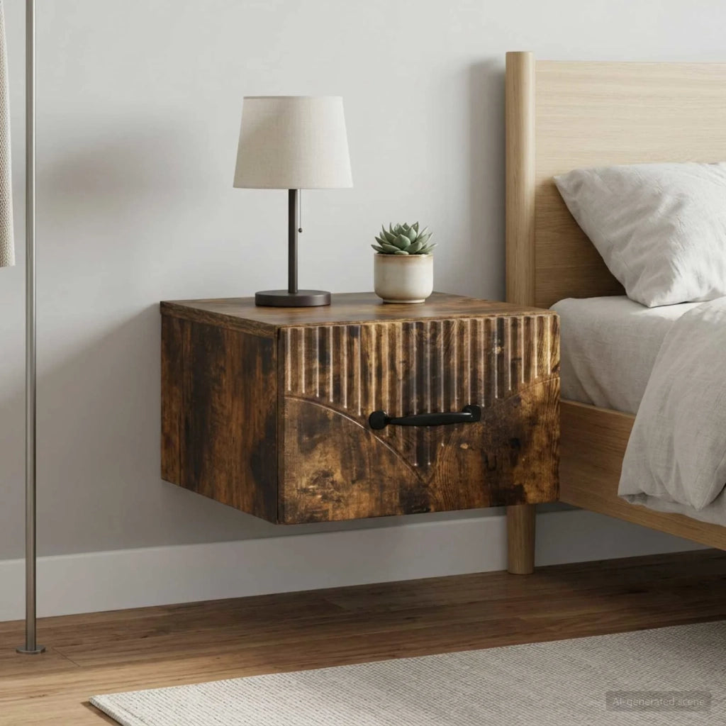Mobiletto da notte a muro 2 pcs Rovere Fumo 34,5 x 33 x 20 cm 898946