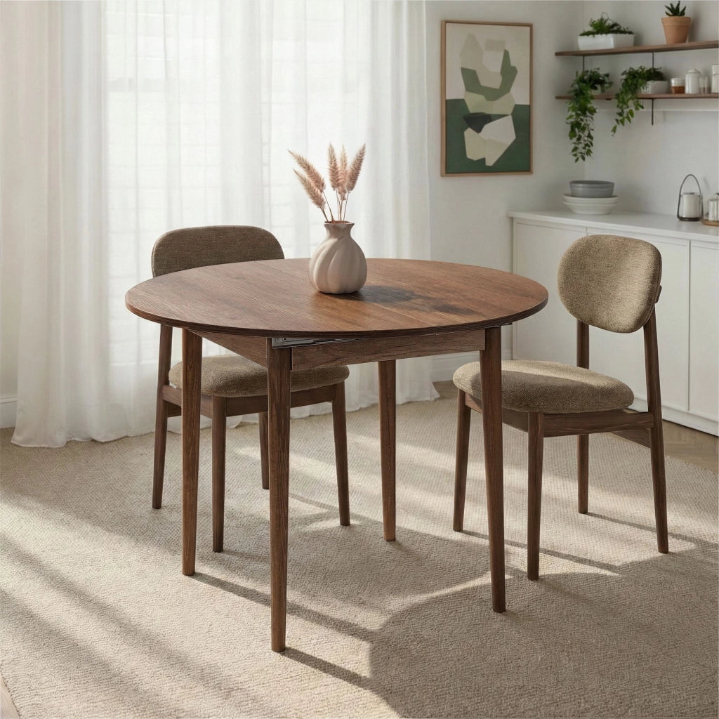 Tavolo da pranzo allungabile in legno "Viona" 100 x 100 x 75 cm - Noce Barok