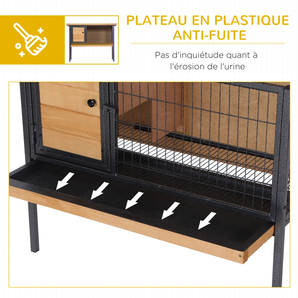 Gabbia per conigli in legno con tetto apribile ¨C zephmum ¨C 91.5x45x70 cm