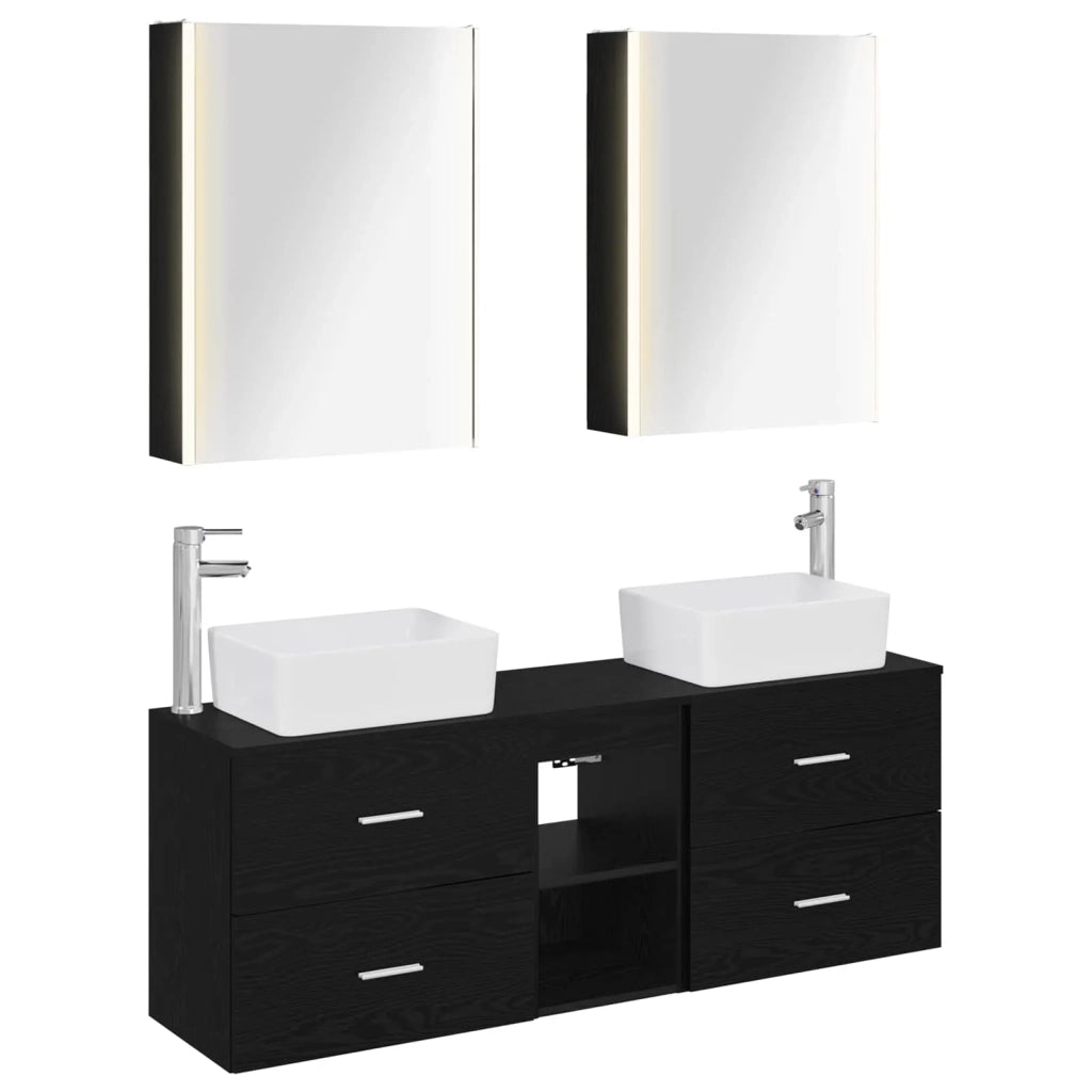 Set di mobili per il bagno 5 pcs Rovere Nero 3406848