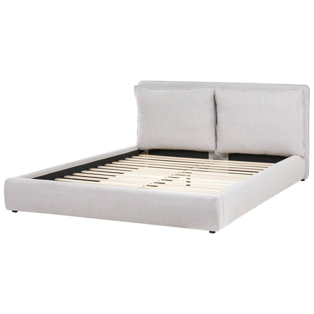Letto matrimoniale bouclè grigio chiaro con testiera imbottita 180 x 200 cm camera da letto moderna