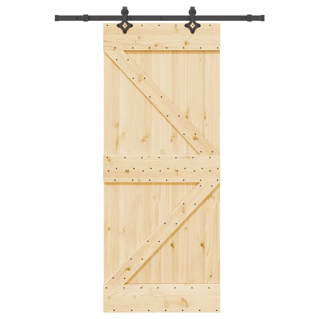 Porta scorrevole NARVIK Naturale e Nero 85 x 210 cm (152,5 cm)