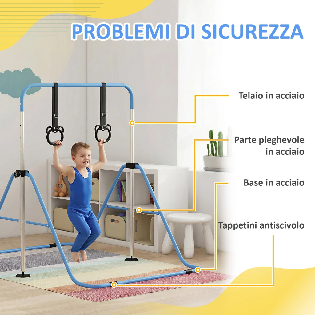 Barra per Ginnastica Artistica ¨C zephmum ¨C Blu, Acciaio, 148x105x88-128 cm