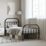 Giroletto con Testiera e Pediera-Struttura Letto Metallo Nero 90x190 cm 739290