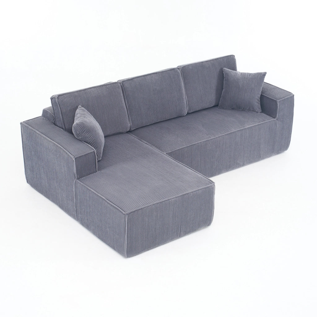 Divano modulare a L - Zephmum - 2 posti + chaise longue - Schiuma ad alta densit¨¤ - Grigio