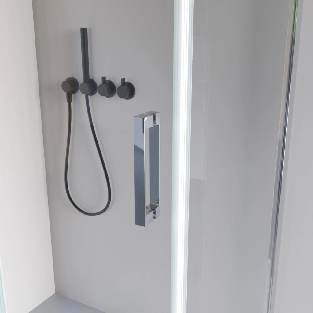 Porta doccia 2 lati porta pieghevole e lato fisso h195cm 6mm rea, misura 80x85