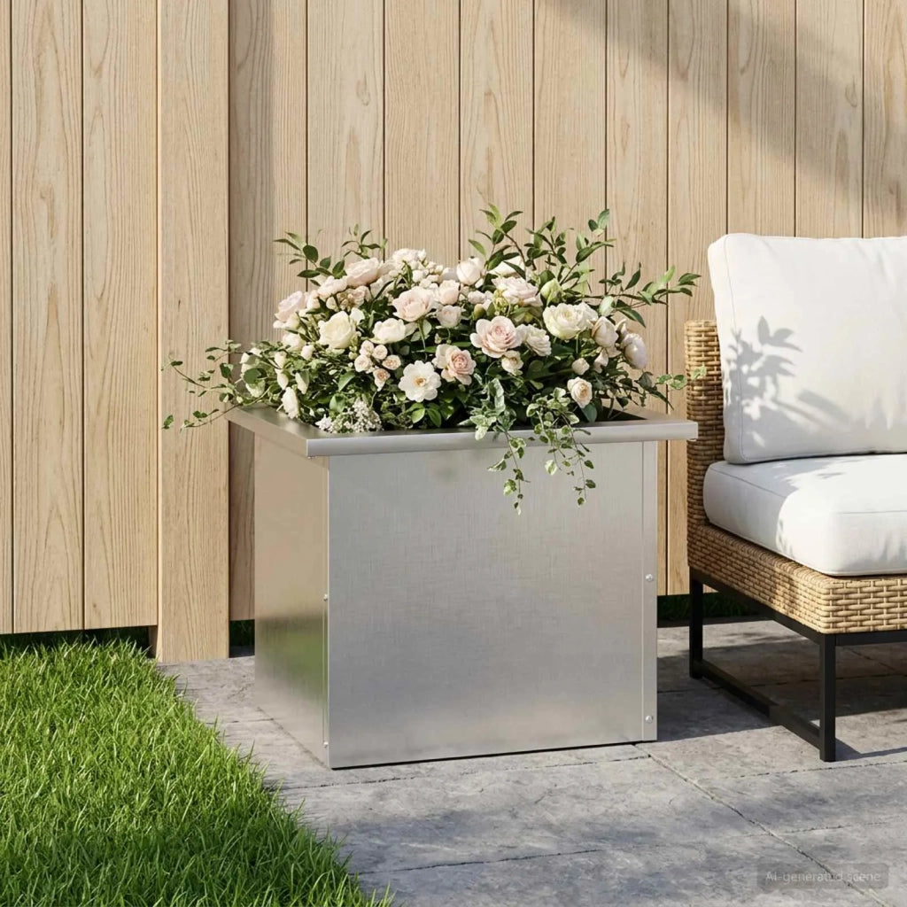 Fioriera da giardino con LED Argento 30 x 40 x 30 cm 8008078