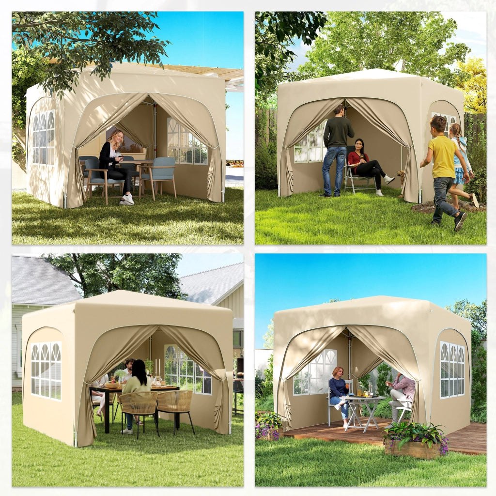 Tendone da Giardino Pieghevole 3x3m con Finestre e Borsa Sabbia ¨C zephmum ¨C 300x300x273 cm