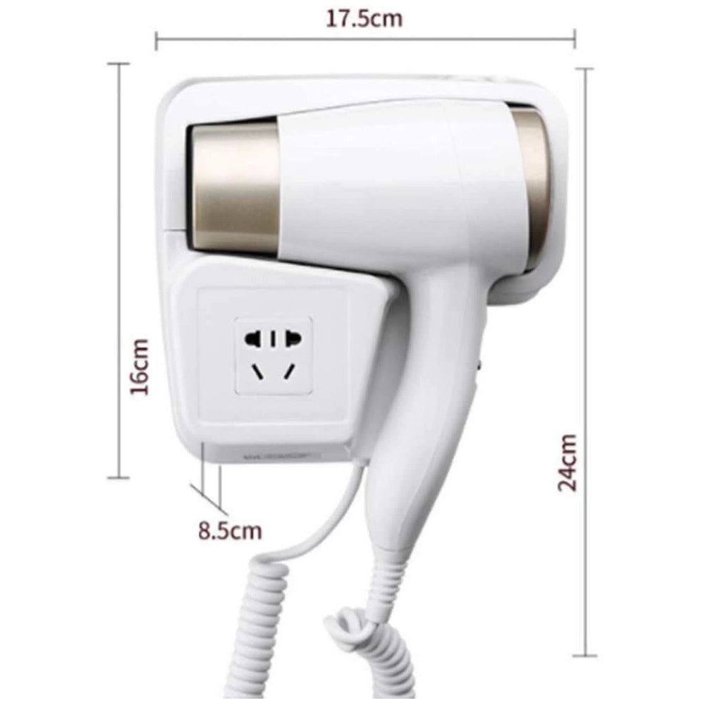 Trade Shop - Asciugacapelli Da Parete 2000w 2 Velocità Albergo Hotel Bagno Phon Capelli Hair Style -