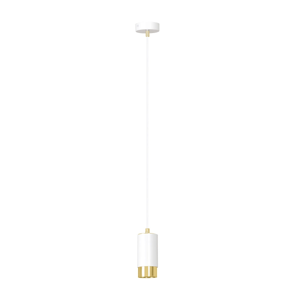 Sospensione Moderna 1 Luce Ivar A Cilindro In Acciaio Bianco E Oro