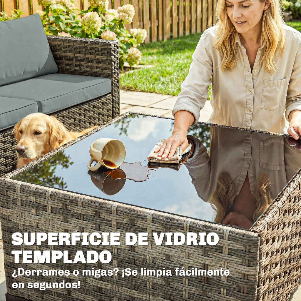 Set Giardino Rattan 5 Pezzi con Cuscini ¨C Zephmum ¨C Grigio
