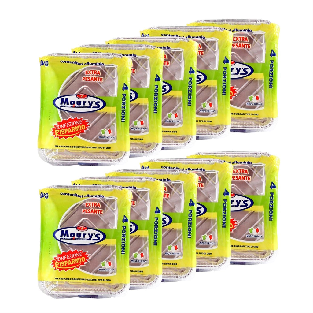 MAURY'S SET DA  10  CONTENITORI RETTANGOLARI IN ALLUMINIO DA 4 PORZIONI