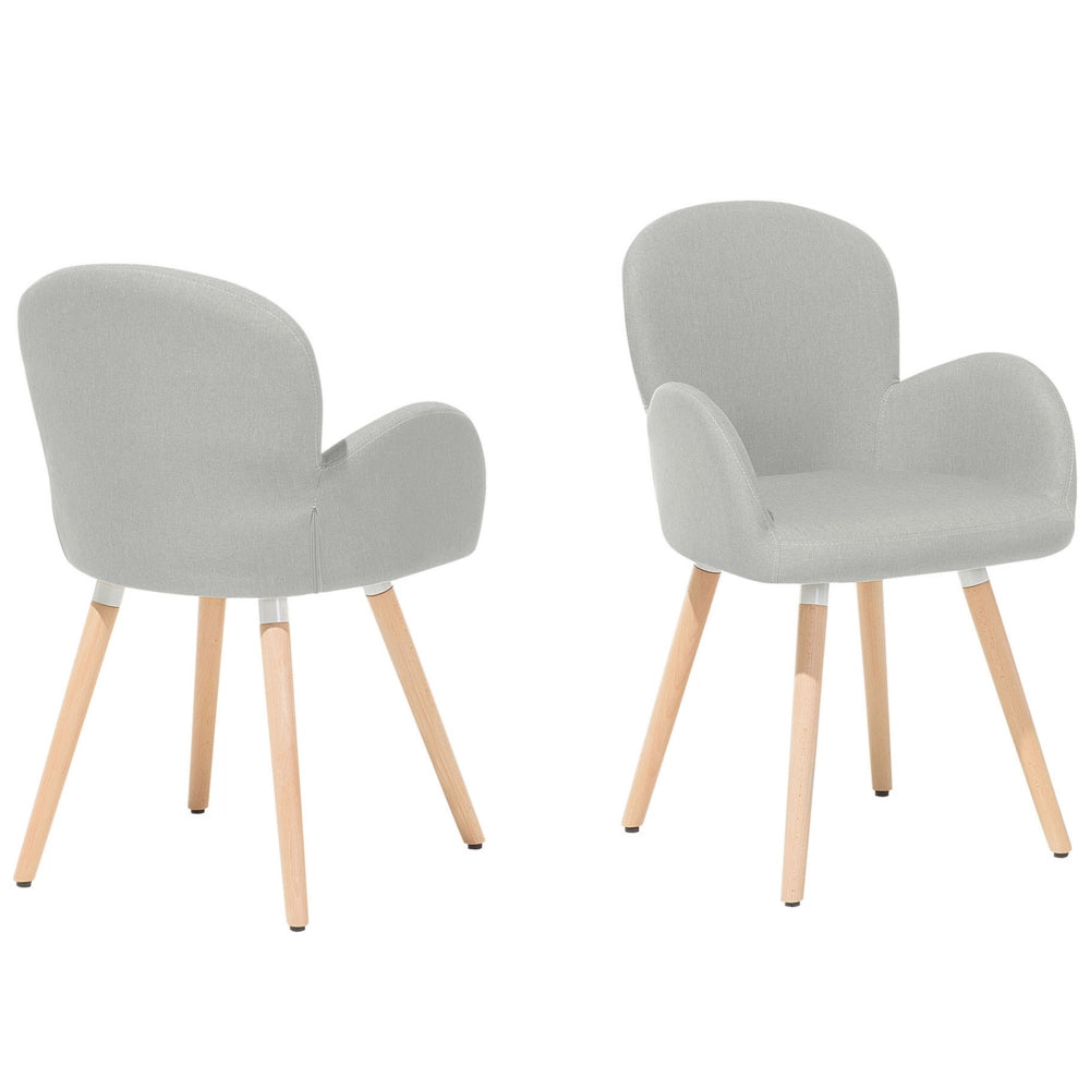 Set di 2 sedie da pranzo rivestimento in tessuto grigio chiaro gambe in legno chiaro stile moderno eclettico