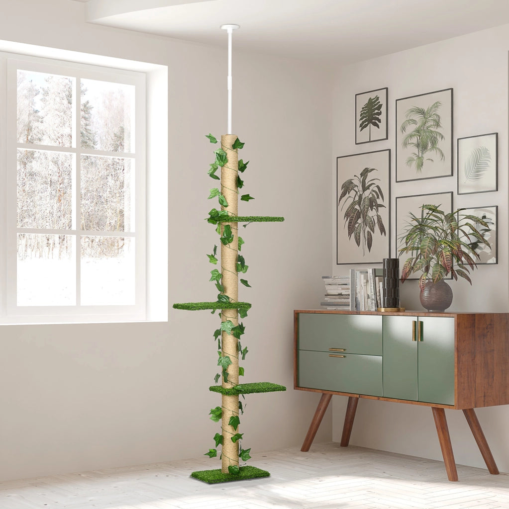 Tiragraffi ULEVR da soffitto 202-242 cm regolabile con pali in juta, verde