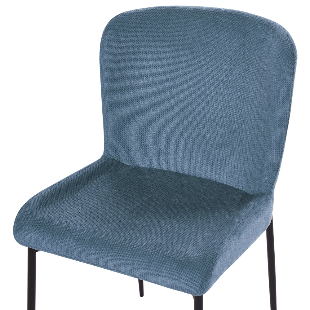 Set di 2 sedie da pranzo in tessuto poliestere con texture a maglia blu soggiorno e camera da letto
