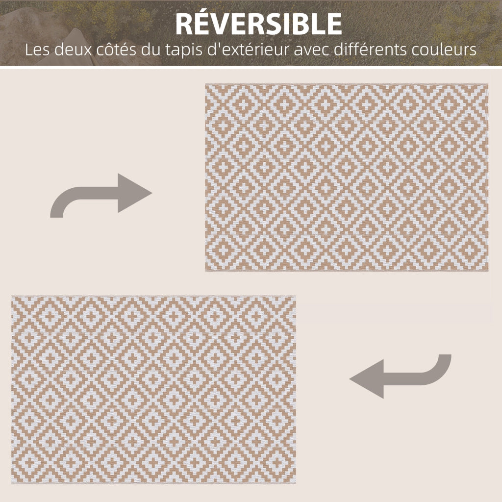 Tappeto da esterno reversibile ¨C zephmum ¨C Bianco Beige 2.74x1.82 m