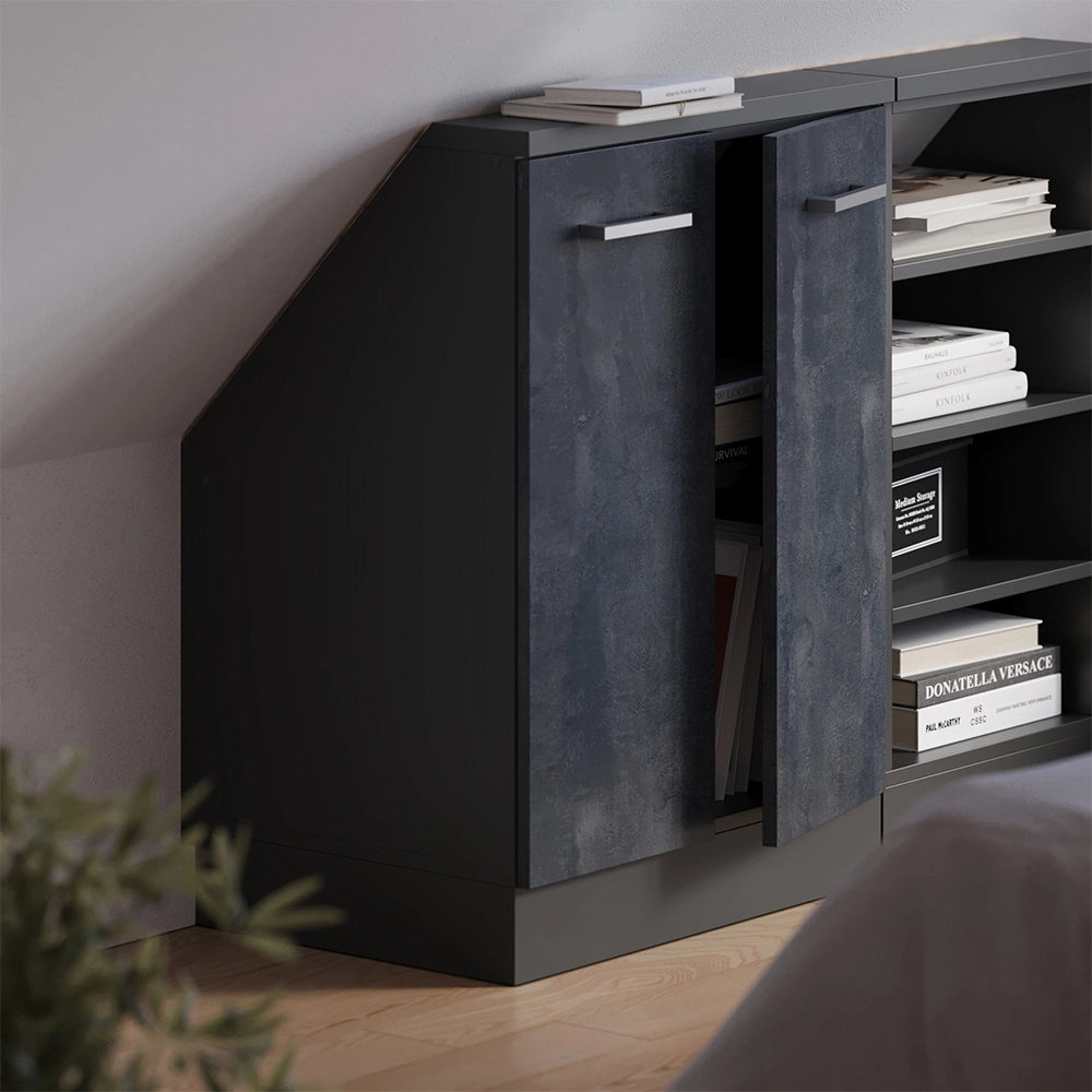 Mobile sottotetto Rion Calce nera/Antracite con 2 porte Vicco