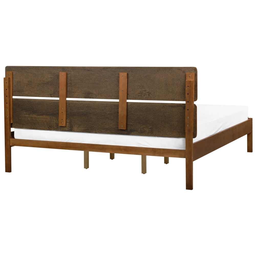 Letto in marrone scuro UE matrimoniale 180 x 200 cm con testiera a doghe Stile rustico minimalista