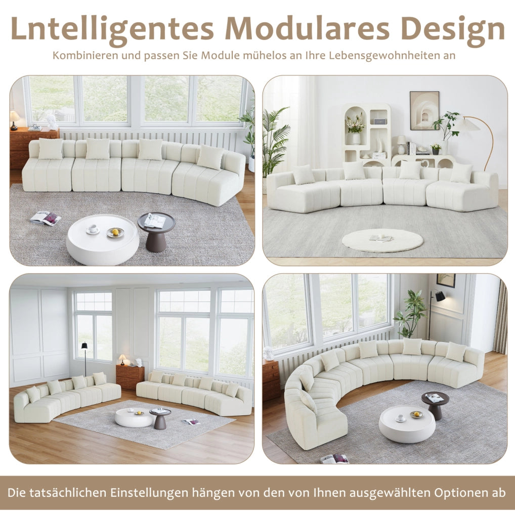 Divano modulare in chenille con 2 cuscini, design minimalista e versatile per soggiorno, ufficio e camera da letto