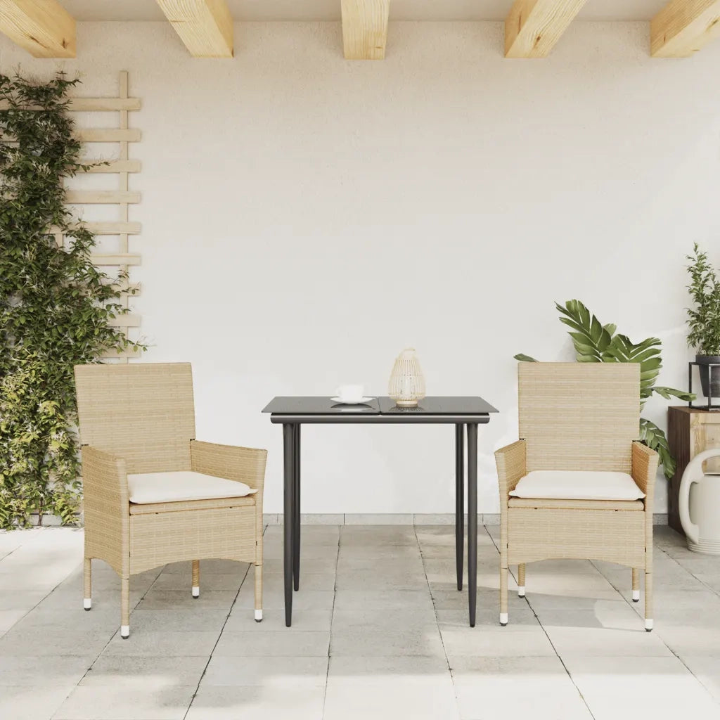 Sedie da Giardino con Cuscini 2 pz | Sedie da Esterno Beige in Polyrattan