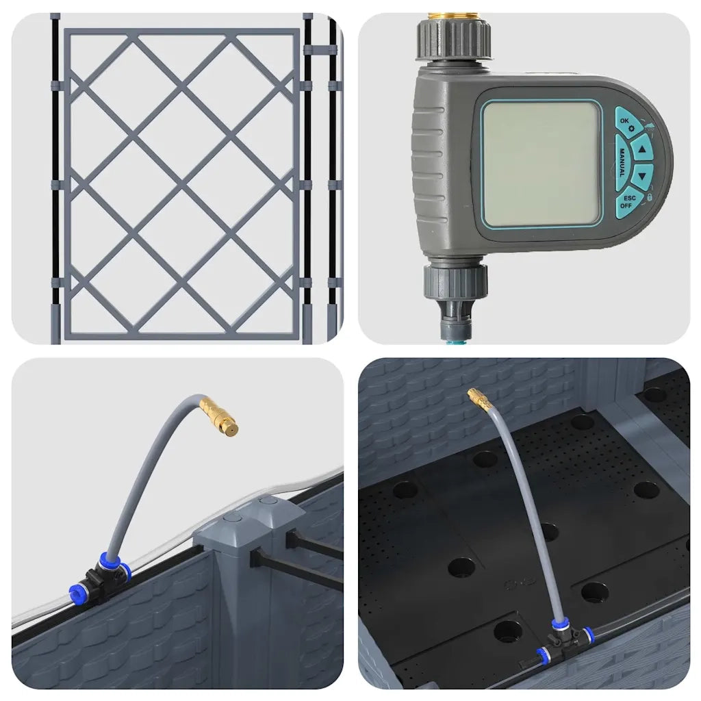 Vaso da giardino 3 pcs Grigio Chiaro Plastica 42002898