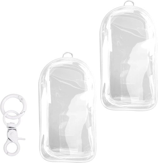 Set di Protezione per Bamboline - 2 pezzi - Borsa Impermeabile PVC - 19,5 x 10,5 cm - Bamboline trasparenti - Fiocchi - Chiave da chiave - Scatola di esposizione