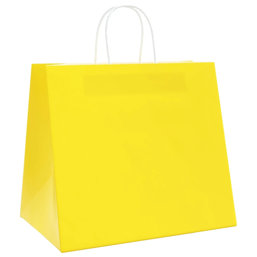 Sacchetti di Carta 50 pz con Manici Gialli 32x22x28 cm