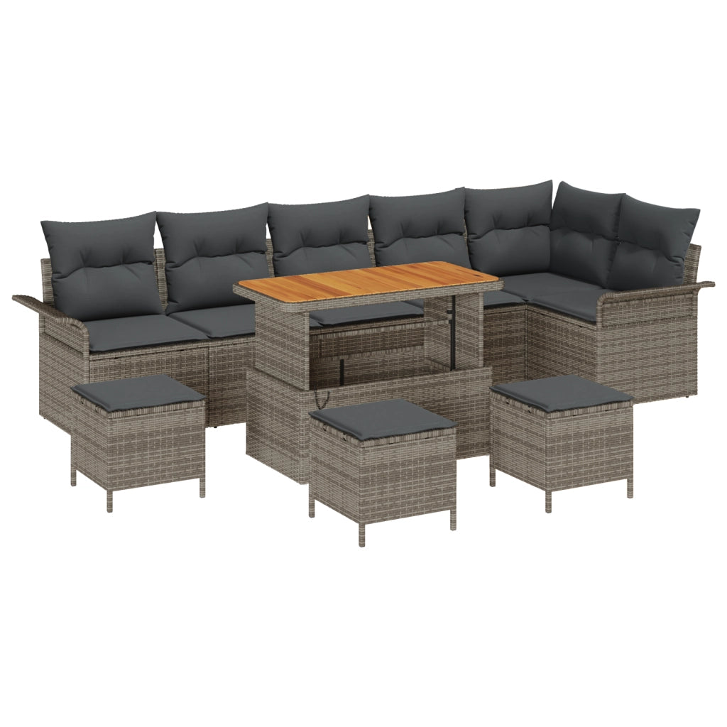 Set di divani da giardino Set di 4 Grigio Rattan, Poliestere