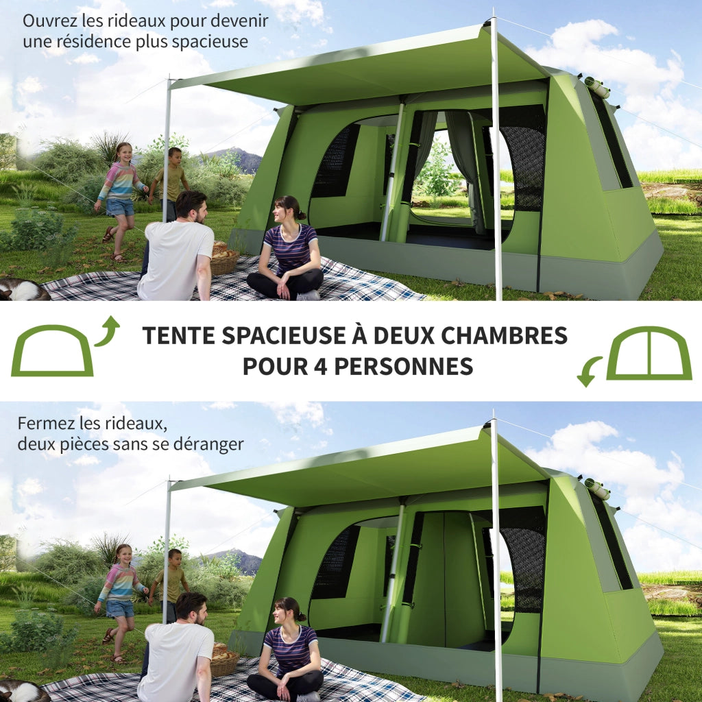 Tenda da campeggio 4 posti con veranda ¨C zephmum ¨C verde
