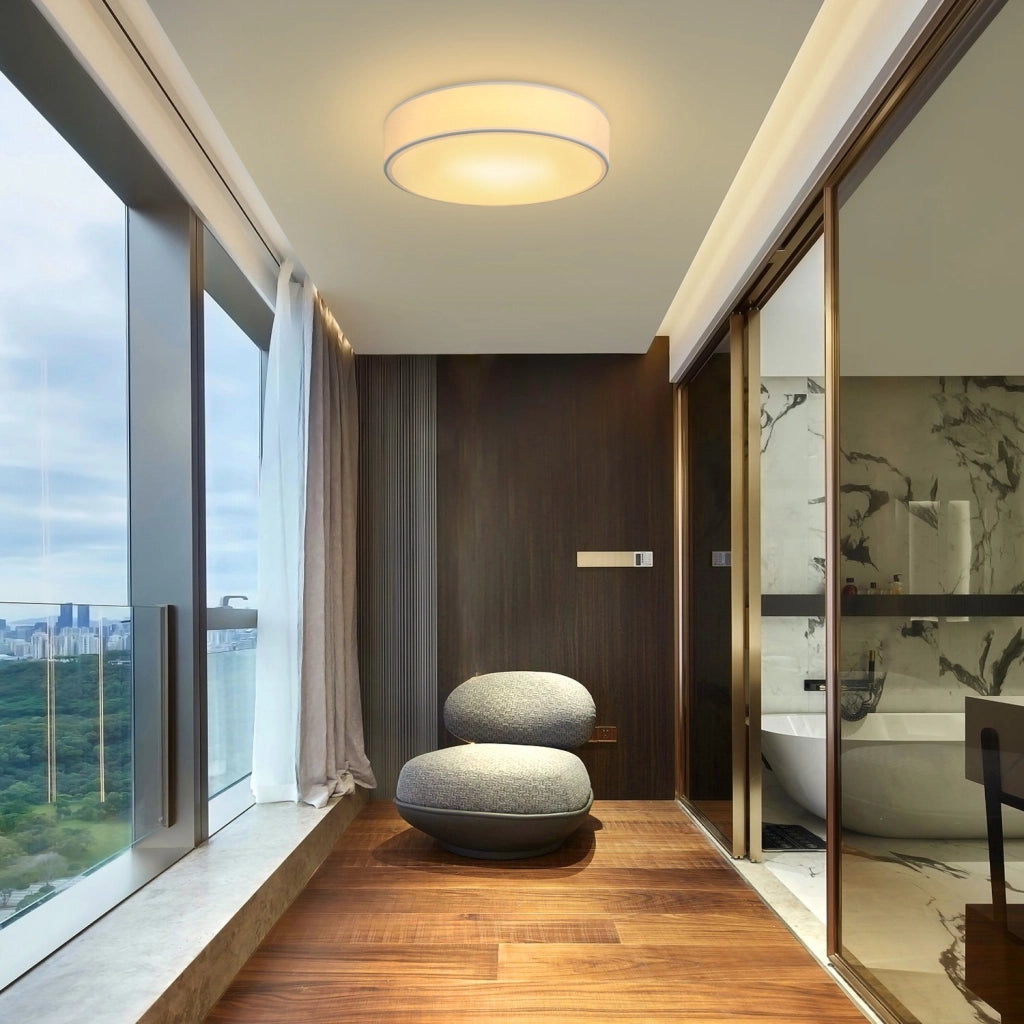 ZMH Lampada da soffitto plafoniera moderna rotonda bianca 30 cm E27 paralume per soggiorno cucina ingresso