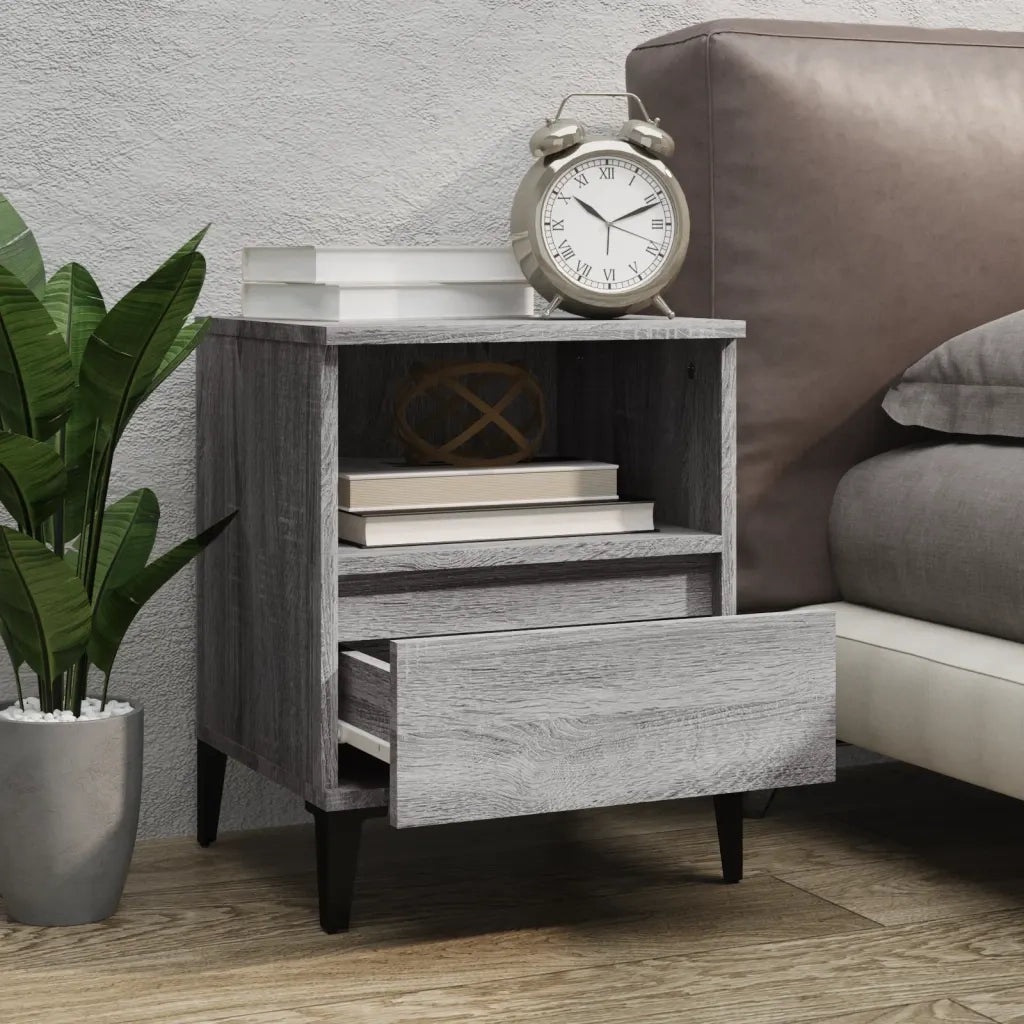 Set di 2 Comodini | Armadio da Notte | Mobiletto da notte Grigio Sonoma 40x35x50 cm