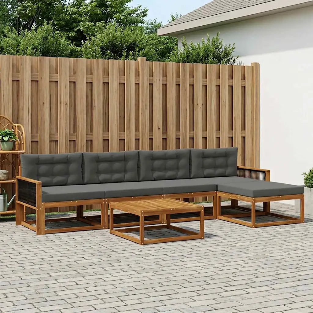 Set di divani da esterno con cuscino 6 pcs Naturale e Antracite 3382505