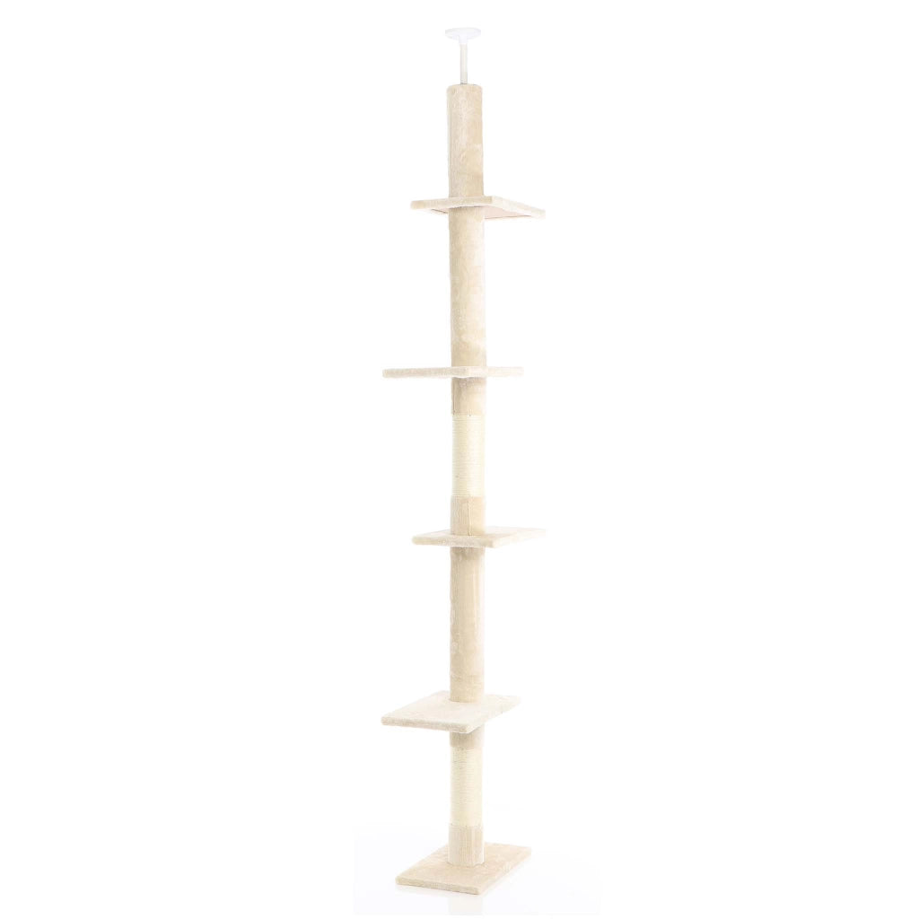 Fudajo Albero tiragraffi a soffitto beige 230-276cm Altezza regolabile con 4 livelli e sisal Gatti