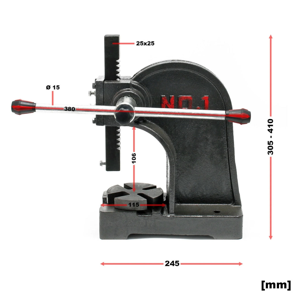 Pressa a leva manuale con cremagliera e pignone utensile da officina ghisa 1000 kg 16_0000575