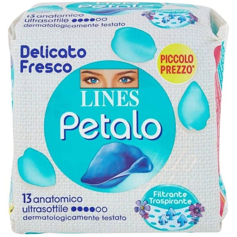 LINES PETALO BLU ASSORBENTE ANATOMICO ULTRASOTTILE DELICATO FRESCO 13 PZ