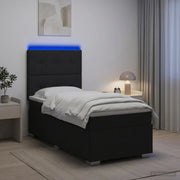 Letto Box Spring LED con Materasso Nero 100 x 200 cm Tessuto 3455537
