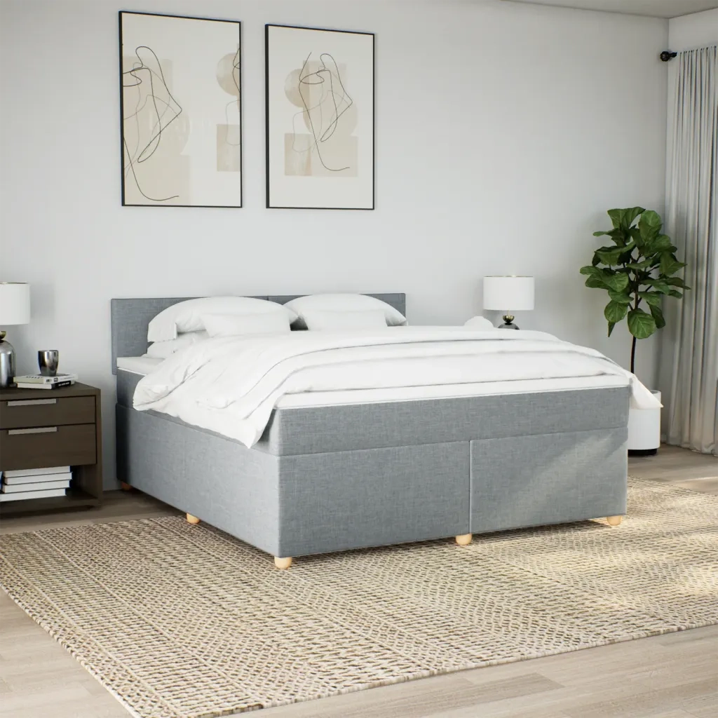 Giroletto a Molle con Materasso Grigio Chiaro180x200 cm Tessuto 3289052
