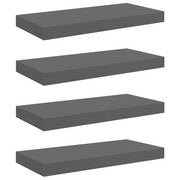 4 pz Scaffali a Parete | Ripiano a parete | Mensole a Parete Grigio Lucido 50x23x3,8 cm in MDF