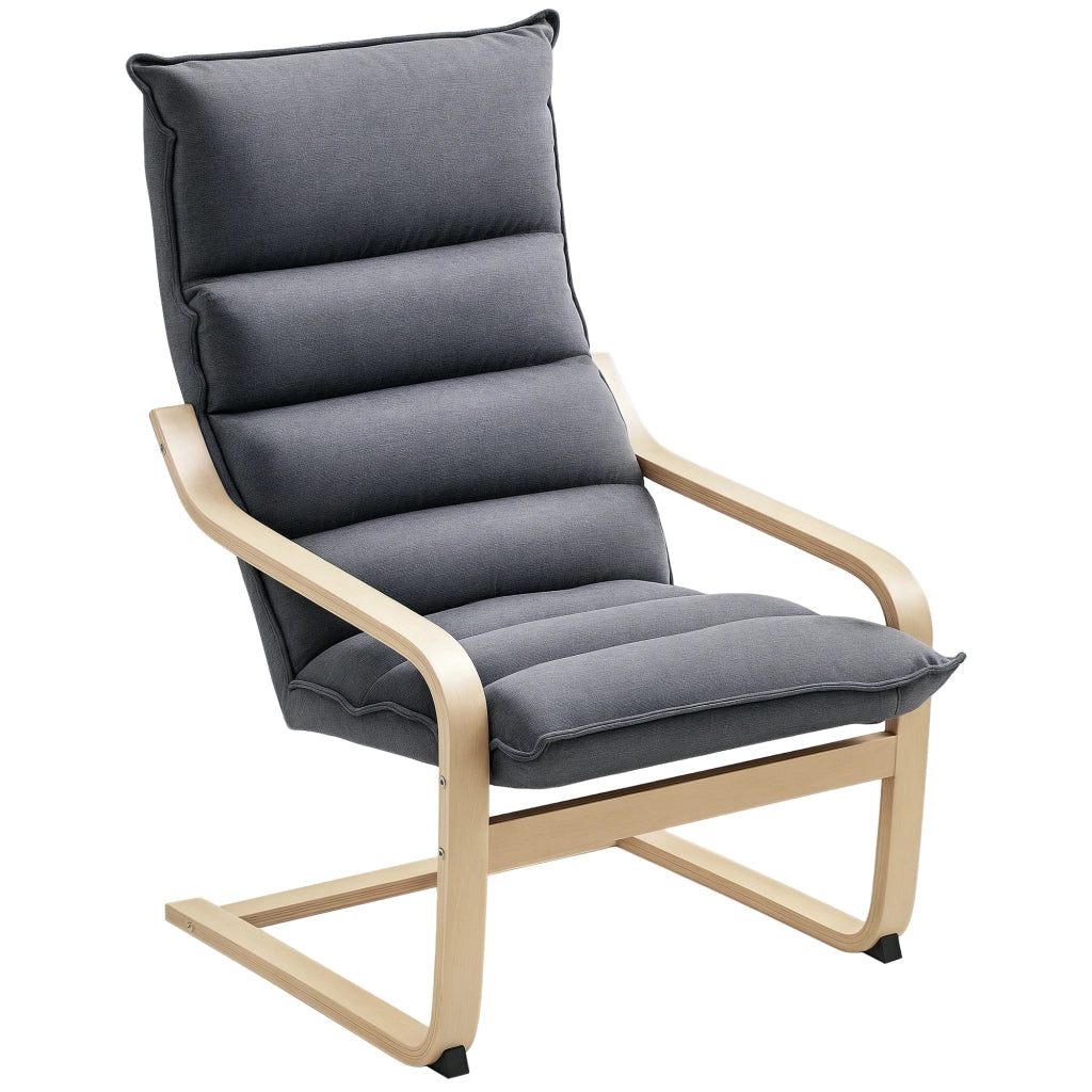 Poltrona a dondolo-Sedia a dondolo Moderna con Braccioli in Legno e Cuscini Spessi in Velluto, 67x83x105 cm, Grigio